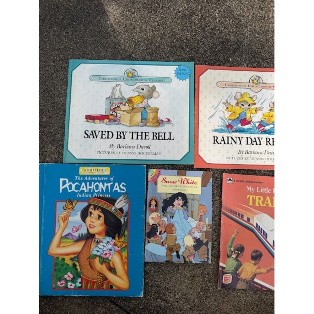 Vintage Kids Storybook Lot Christopher Churchmouse Pocahontas Snow White Multi